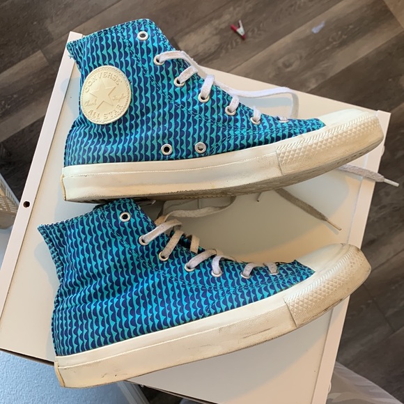 Marimekko for Converse high top turquoise print All Star sneakers women’s size 8 - Picture 10 of 15